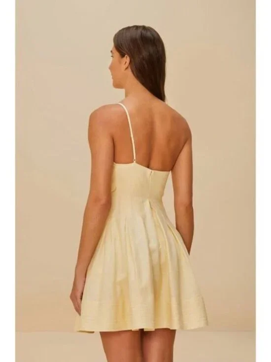 NWOT Farm Rio Lea One Shoulder Off-White Linen Blend Mini Dress Size L 3D Petal - Picture 3 of 15